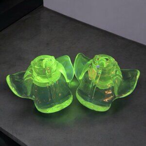 Duncan Miller American Leaf Clear Glass Candle Holder Manganese 365nm Green UV 2
